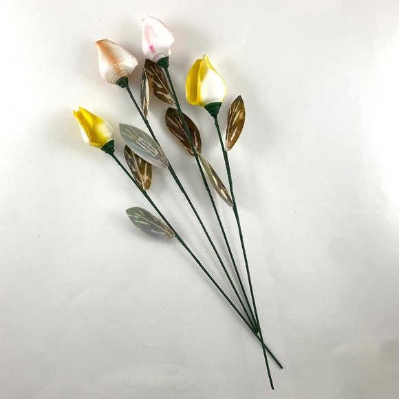 vintage 90s shell art rose bud stems - Picture 2 of 4